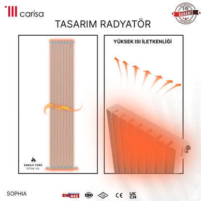 Carisa Sophia Radiateur en Aluminium Vertical Design Moderne Blanc