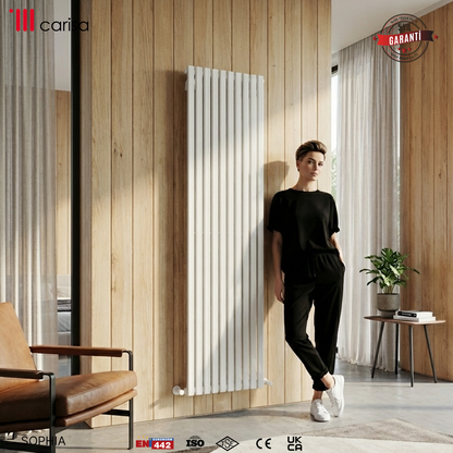 Carisa Sophia Radiateur en Aluminium Vertical Design Moderne Blanc
