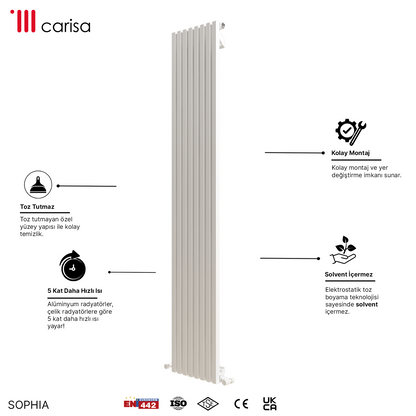 Carisa Sophia Radiateur en Aluminium Vertical Design Moderne Blanc