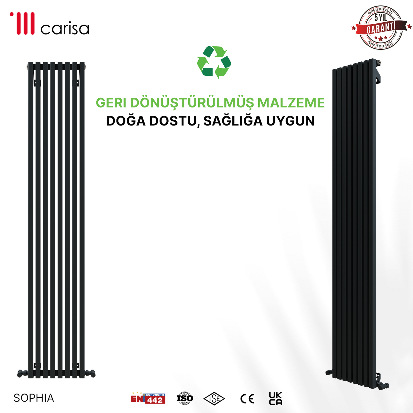 Carisa Sophia Radiateur en Aluminium Vertical Design Moderne Noir