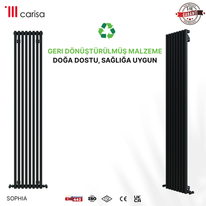 Carisa Sophia Radiateur en Aluminium Vertical Design Moderne Noir