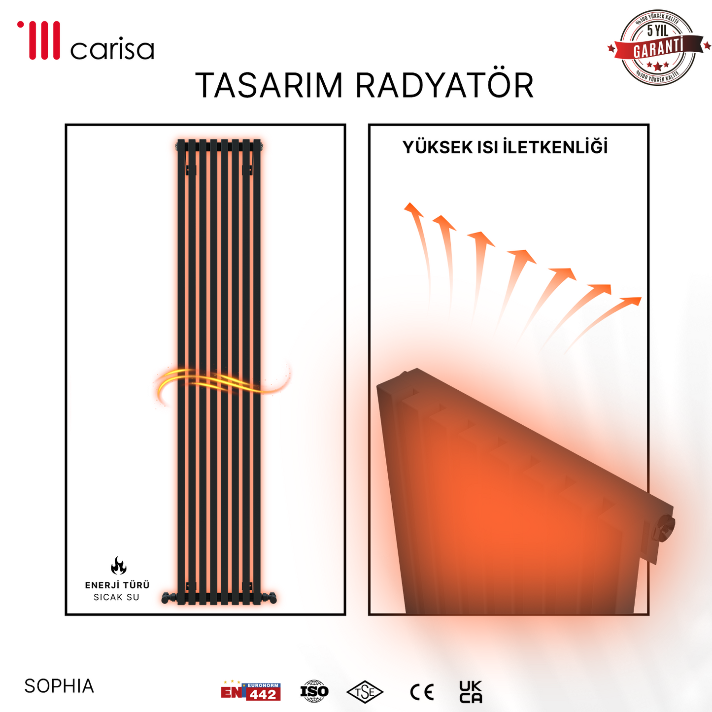 Carisa Sophia Radiateur en Aluminium Vertical Design Moderne Noir