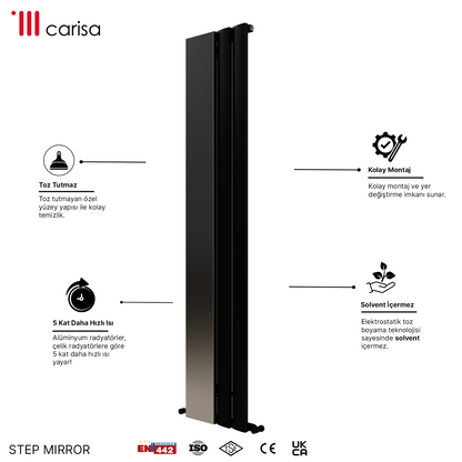 Carisa Step Mirror Radiateur en Aluminium Vertical Design Moderne Anthracite