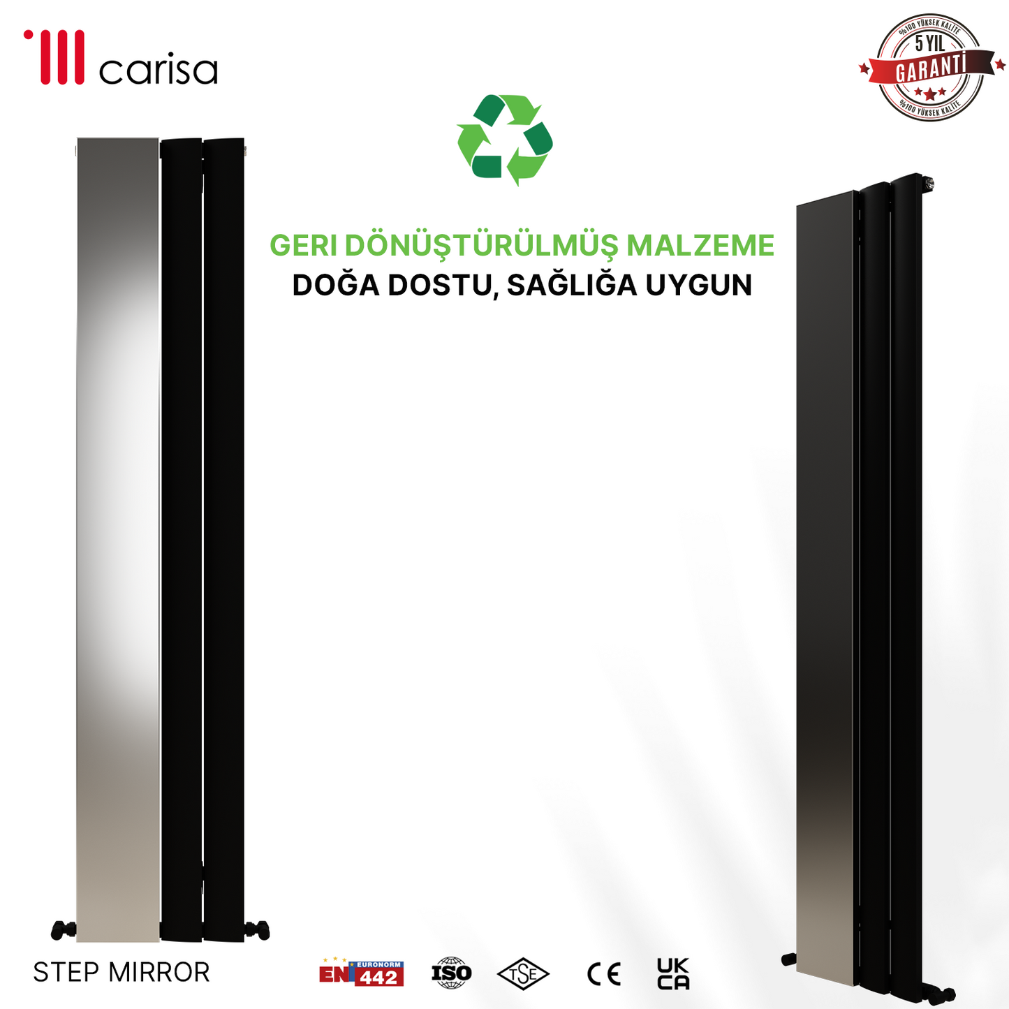 Carisa Step Mirror Radiateur en Aluminium Vertical Design Moderne Anthracite