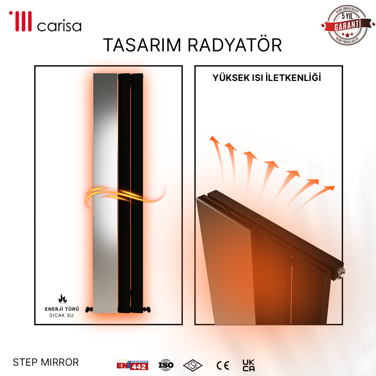 Carisa Step Mirror Radiateur en Aluminium Vertical Design Moderne Anthracite