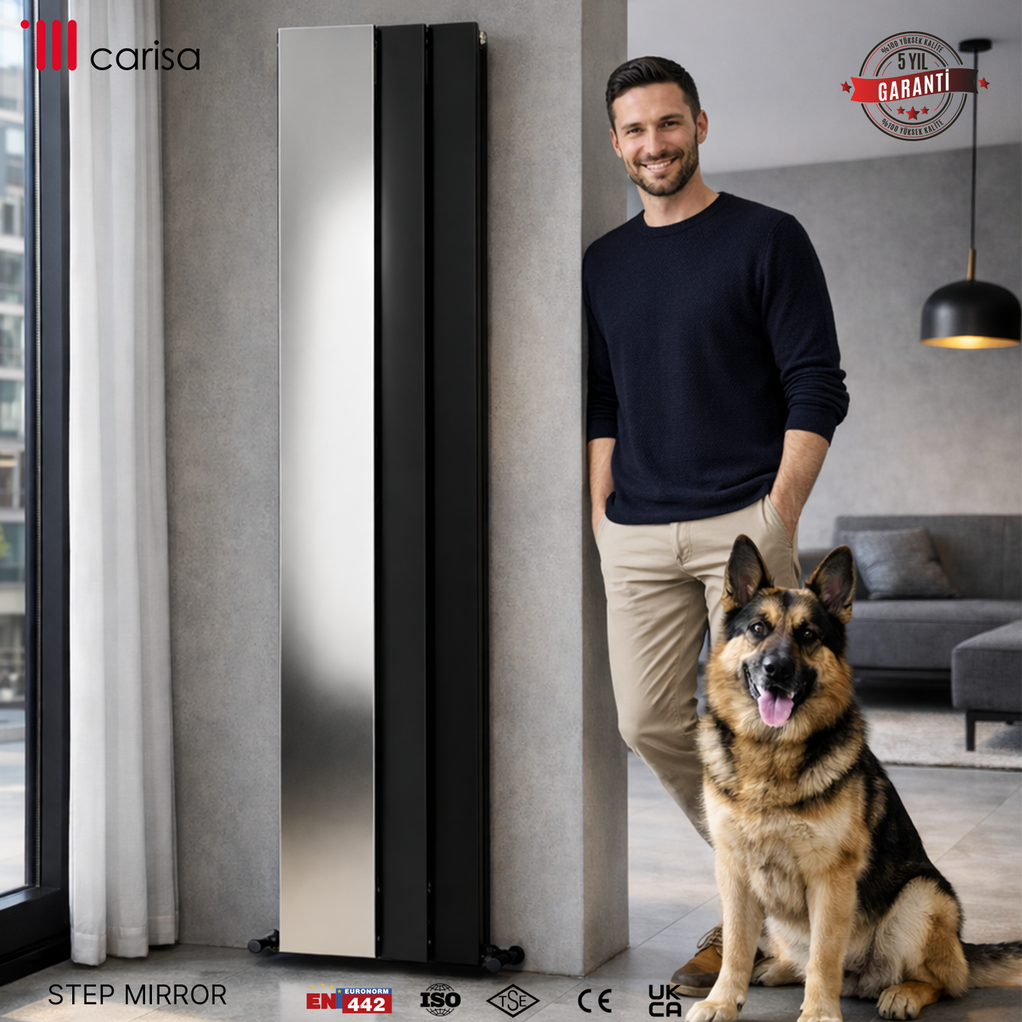 Carisa Step Mirror Radiateur en Aluminium Vertical Design Moderne Anthracite