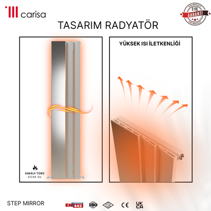 Carisa Step Mirror Radiateur en Aluminium Vertical Design Moderne Blanc
