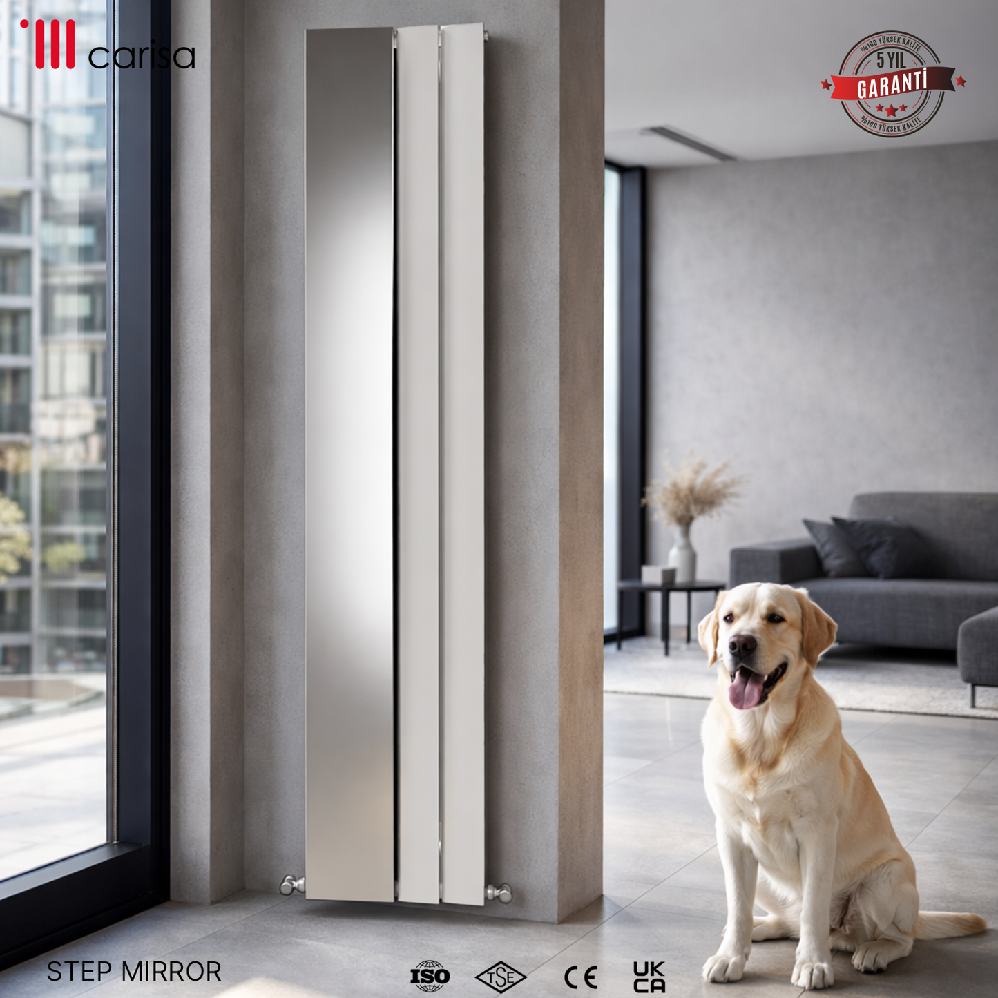 Carisa Step Mirror Radiateur en Aluminium Vertical Design Moderne Blanc