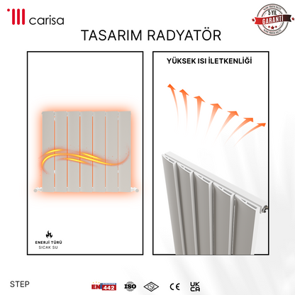 Carisa Step Radiateur en Aluminium Horizontal Design Moderne Blanc