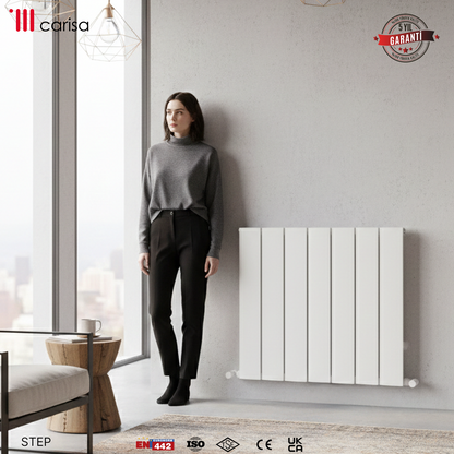 Carisa Step Radiateur en Aluminium Horizontal Design Moderne Blanc