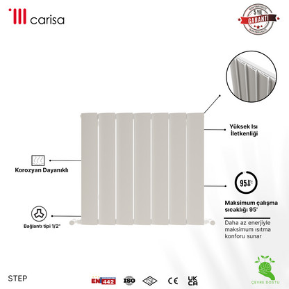 Carisa Step Radiateur en Aluminium Horizontal Design Moderne Blanc