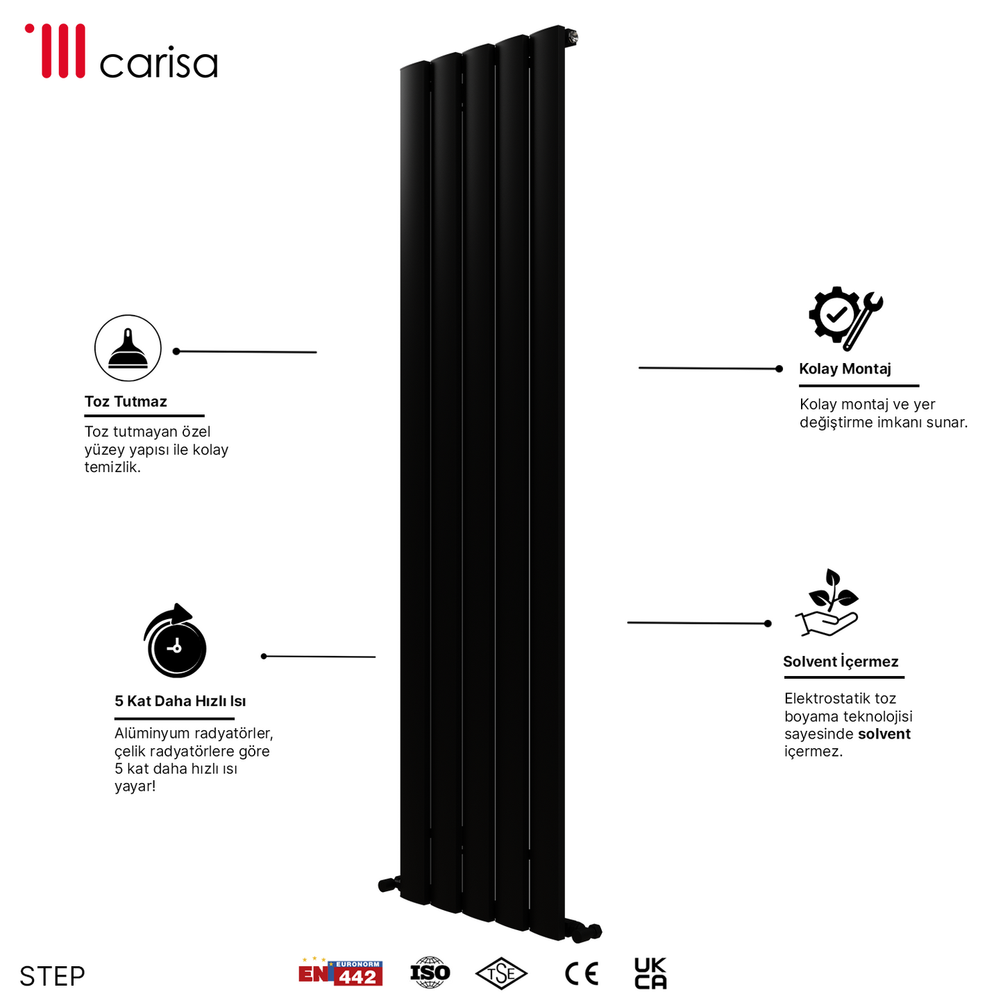 Carisa Step Radiateur en Aluminium Vertical Design Moderne Anthracite
