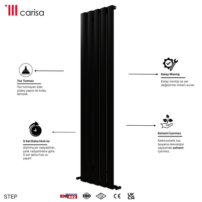Carisa Step Radiateur en Aluminium Vertical Design Moderne Anthracite