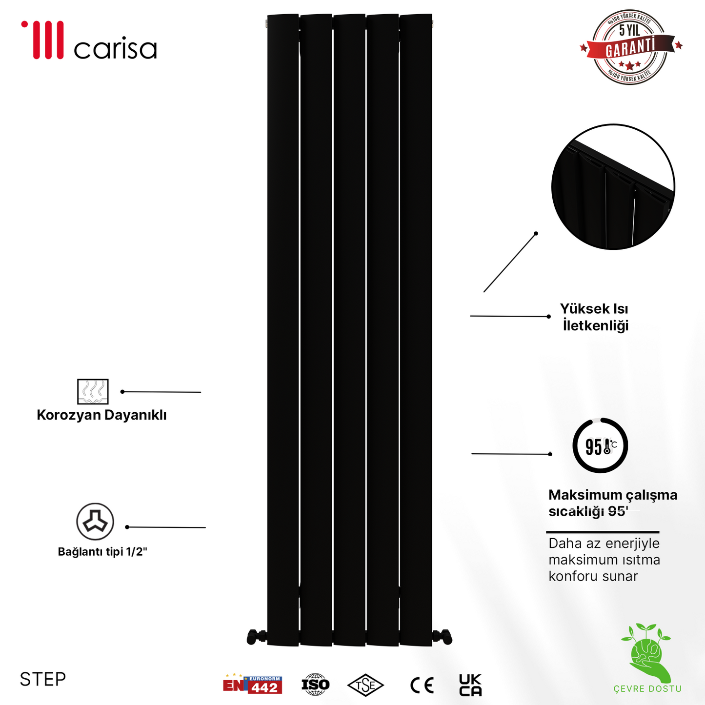 Carisa Step Radiateur en Aluminium Vertical Design Moderne Anthracite