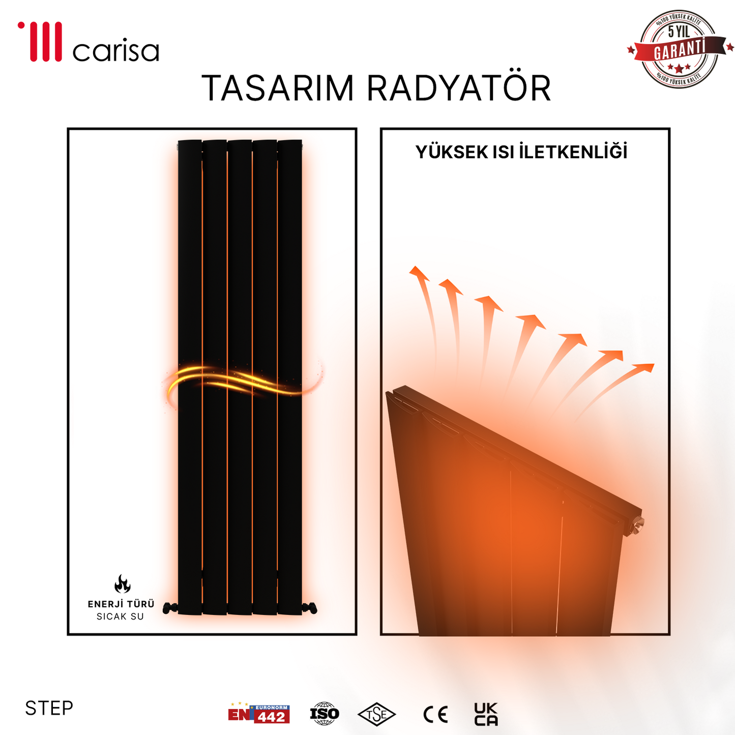 Carisa Step Radiateur en Aluminium Vertical Design Moderne Anthracite