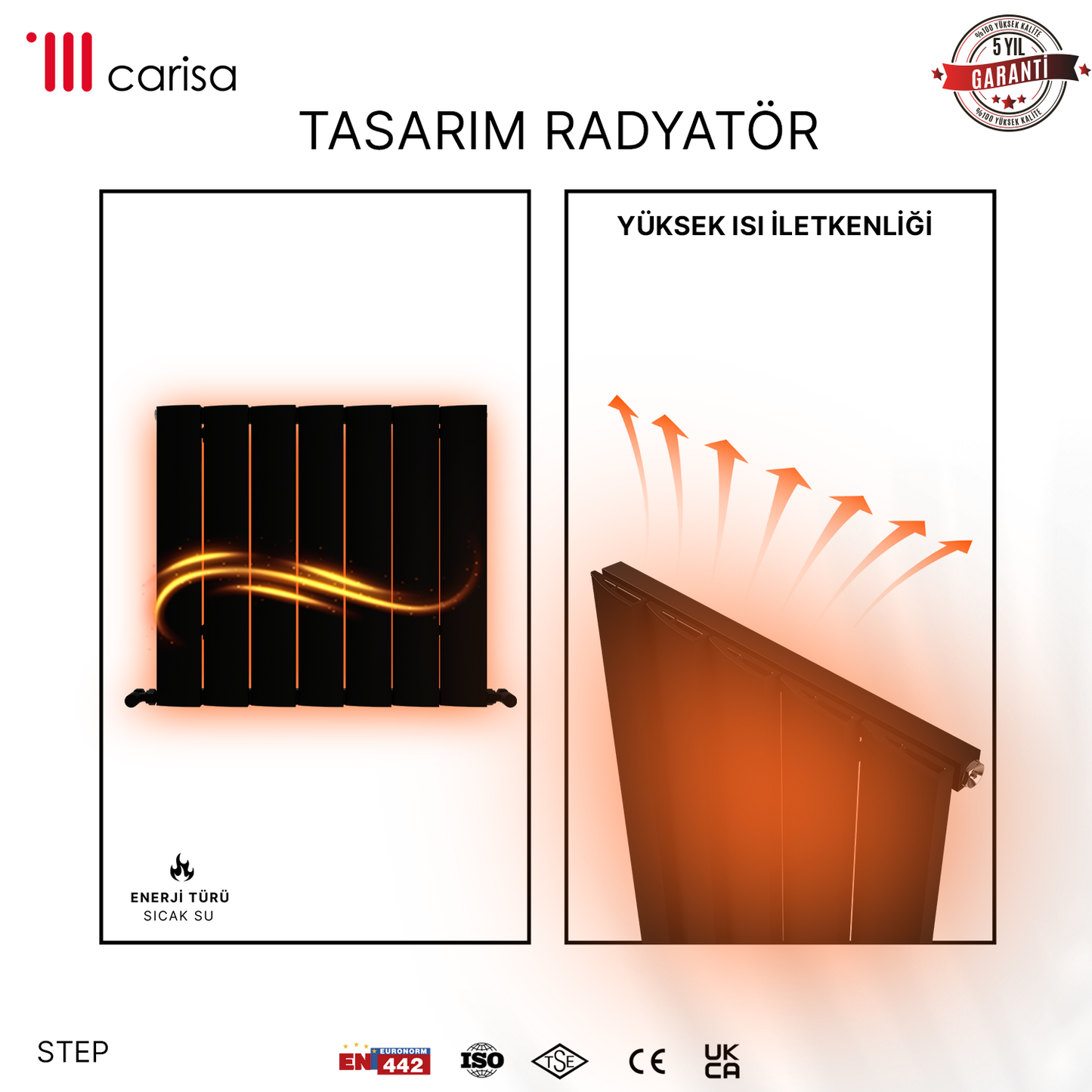 Carisa Step Radiateur en Aluminium Horizontal Design Moderne Anthracite