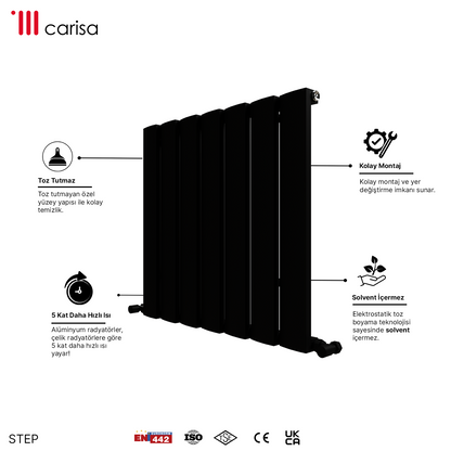Carisa Step Radiateur en Aluminium Horizontal Design Moderne Anthracite