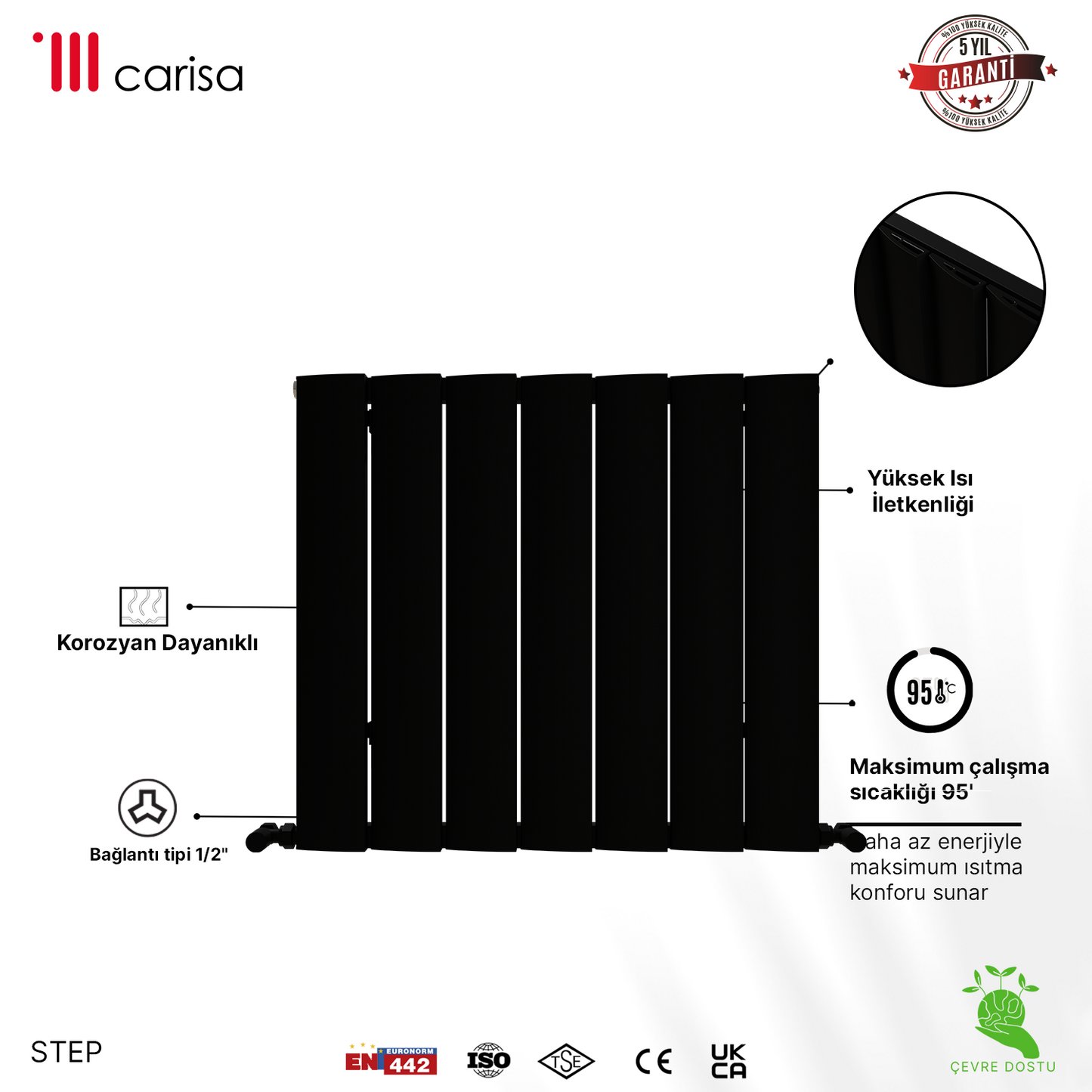 Carisa Step Radiateur en Aluminium Horizontal Design Moderne Anthracite