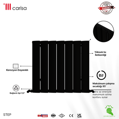Carisa Step Radiateur en Aluminium Horizontal Design Moderne Anthracite