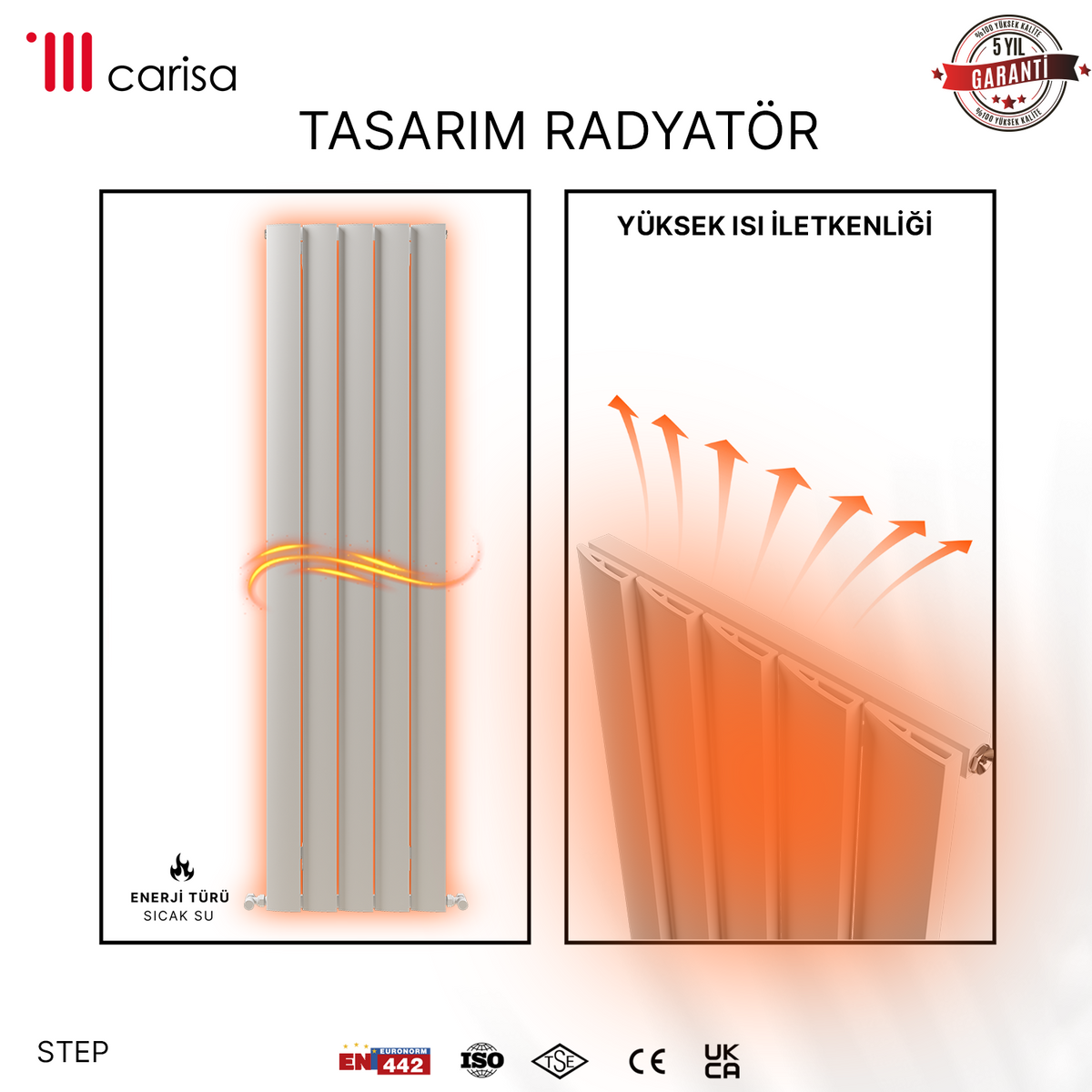 Carisa Step Radiateur en Aluminium Vertical Design Moderne Blanc