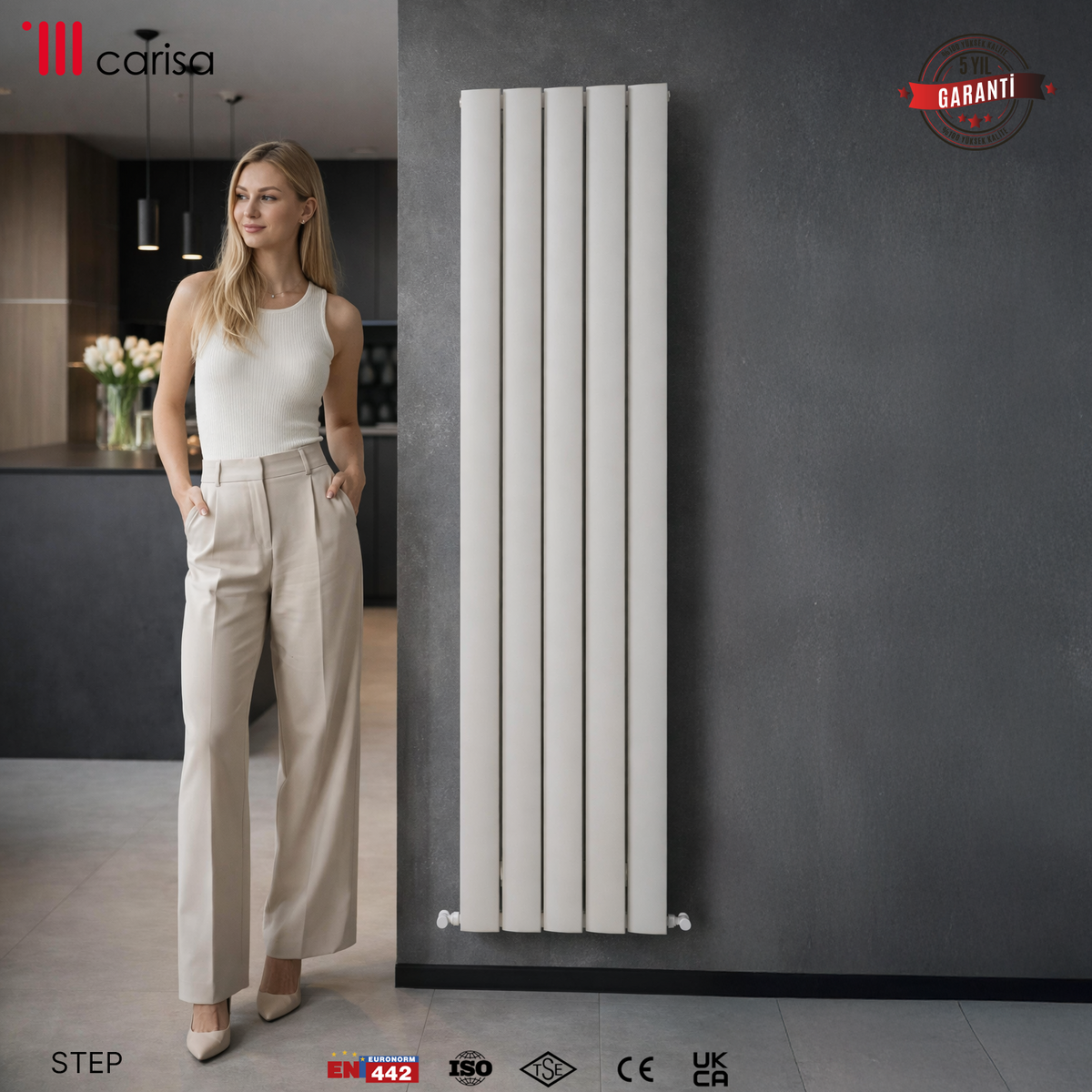 Carisa Step Radiateur en Aluminium Vertical Design Moderne Blanc
