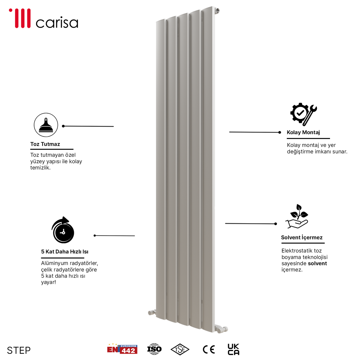 Carisa Step Radiateur en Aluminium Vertical Design Moderne Blanc