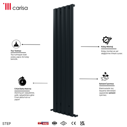 Carisa Step Radiateur en Aluminium Vertical Design Moderne Gris foncé