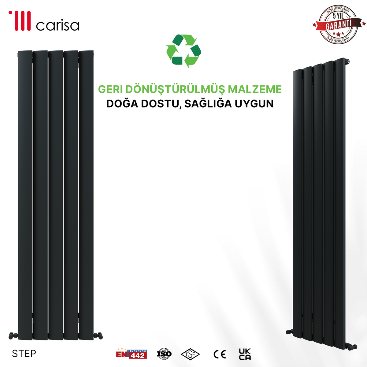 Carisa Step Radiateur en Aluminium Vertical Design Moderne Gris foncé