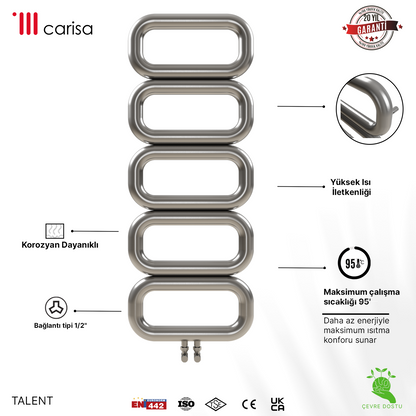 Carisa Talent Sèche-Serviettes en Acier Inoxydable Design Moderne Miroir Poli