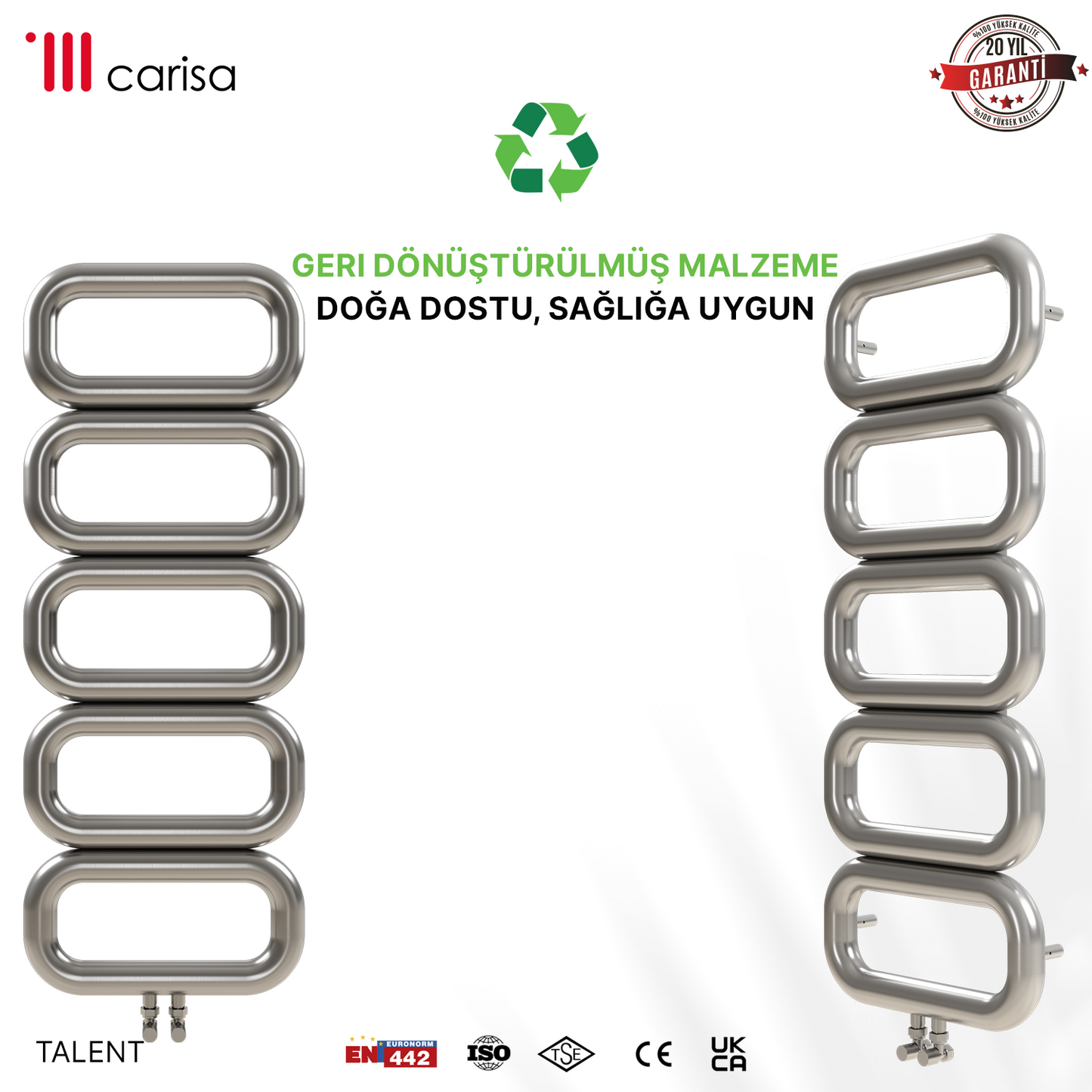 Carisa Talent Sèche-Serviettes en Acier Inoxydable Design Moderne Miroir Poli