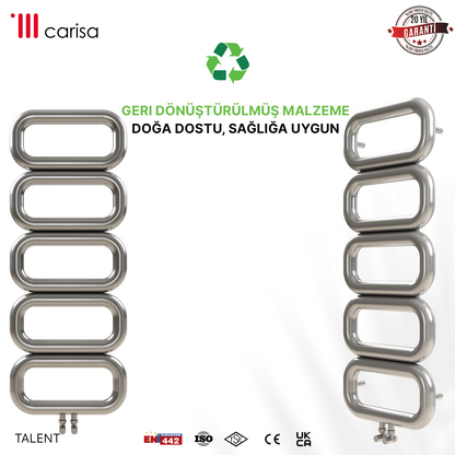 Carisa Talent Sèche-Serviettes en Acier Inoxydable Design Moderne Miroir Poli