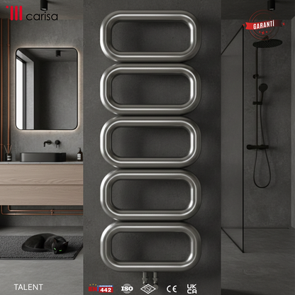 Carisa Talent Sèche-Serviettes en Acier Inoxydable Design Moderne Miroir Poli