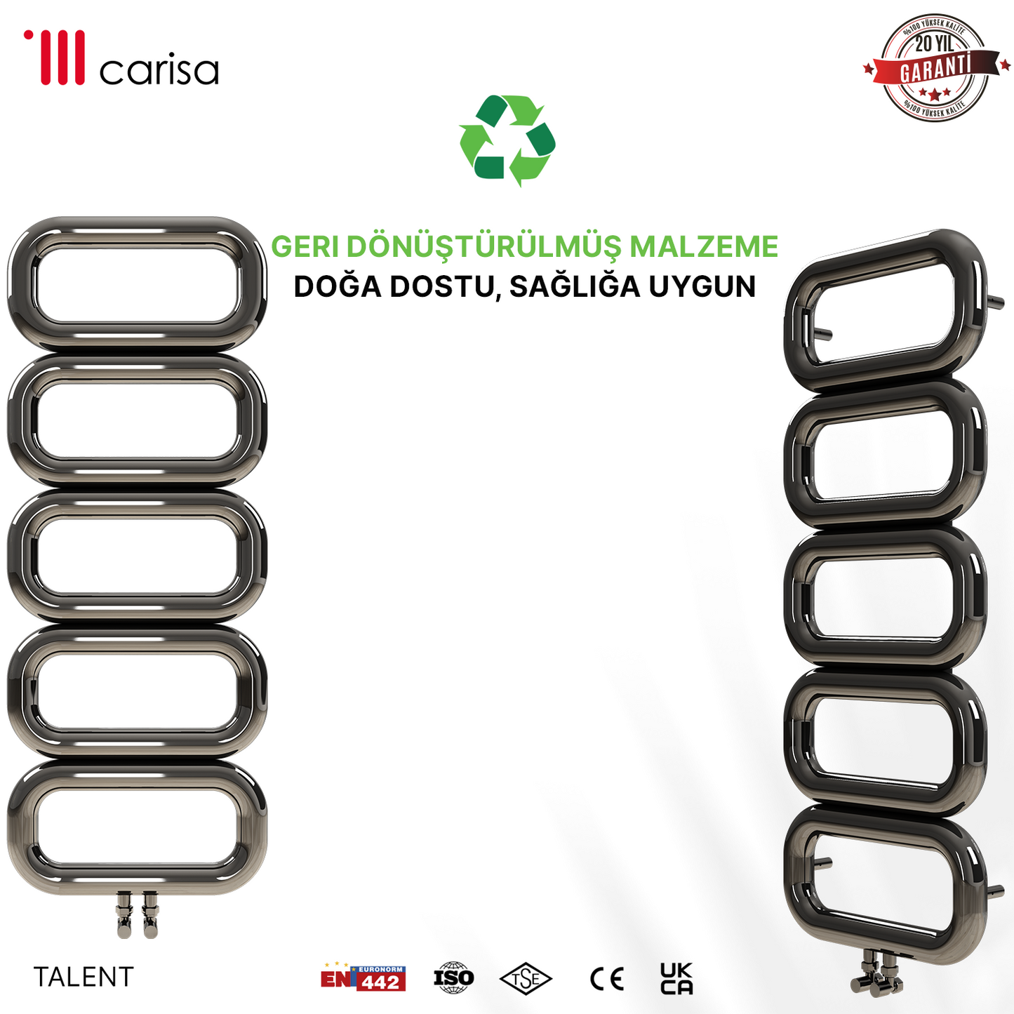 Carisa Talent Sèche-Serviettes en Acier Inoxydable Design Moderne Satiné Poli