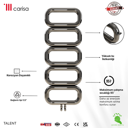 Carisa Talent Sèche-Serviettes en Acier Inoxydable Design Moderne Satiné Poli