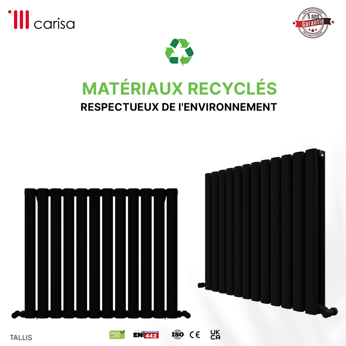 Carisa Tallis Radiateur en Aluminium Horizontal Design Moderne Anthracite