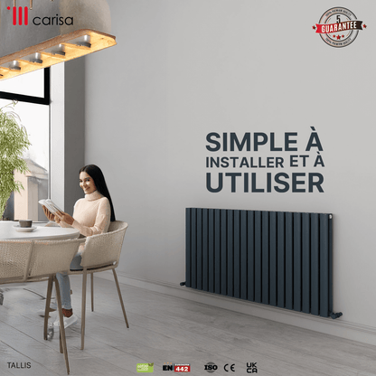 Carisa Tallis Radiateur en Aluminium Horizontal Design Moderne Anthracite