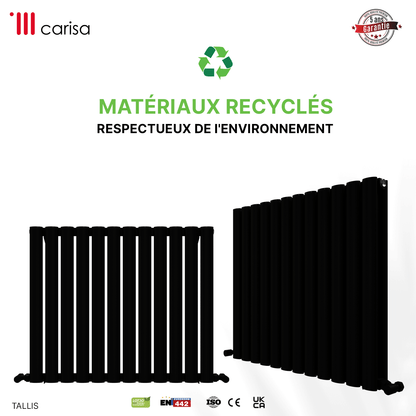 Carisa Tallis Radiateur en Aluminium Horizontal Design Moderne Noir