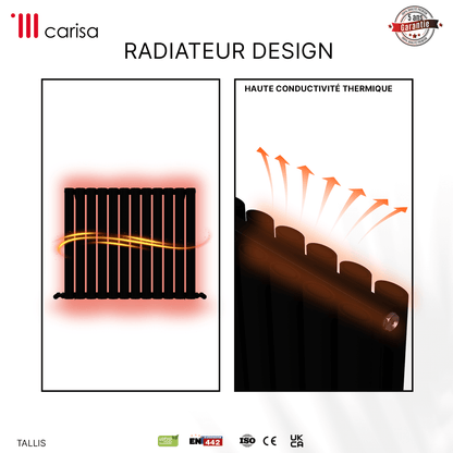 Carisa Tallis Radiateur en Aluminium Horizontal Design Moderne Noir