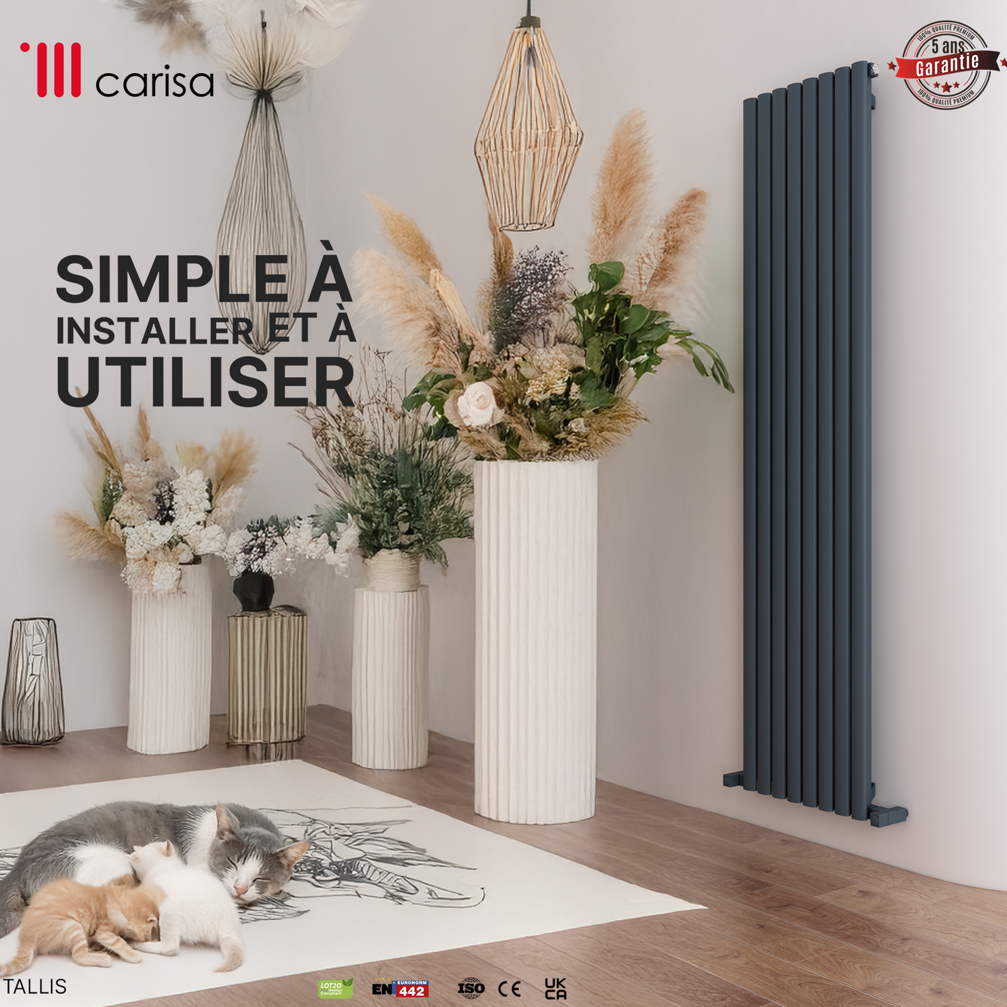 Carisa Tallis Radiateur en Aluminium Vertical Design Moderne Anthracite