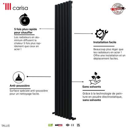 Carisa Tallis Radiateur en Aluminium Vertical Design Moderne Anthracite