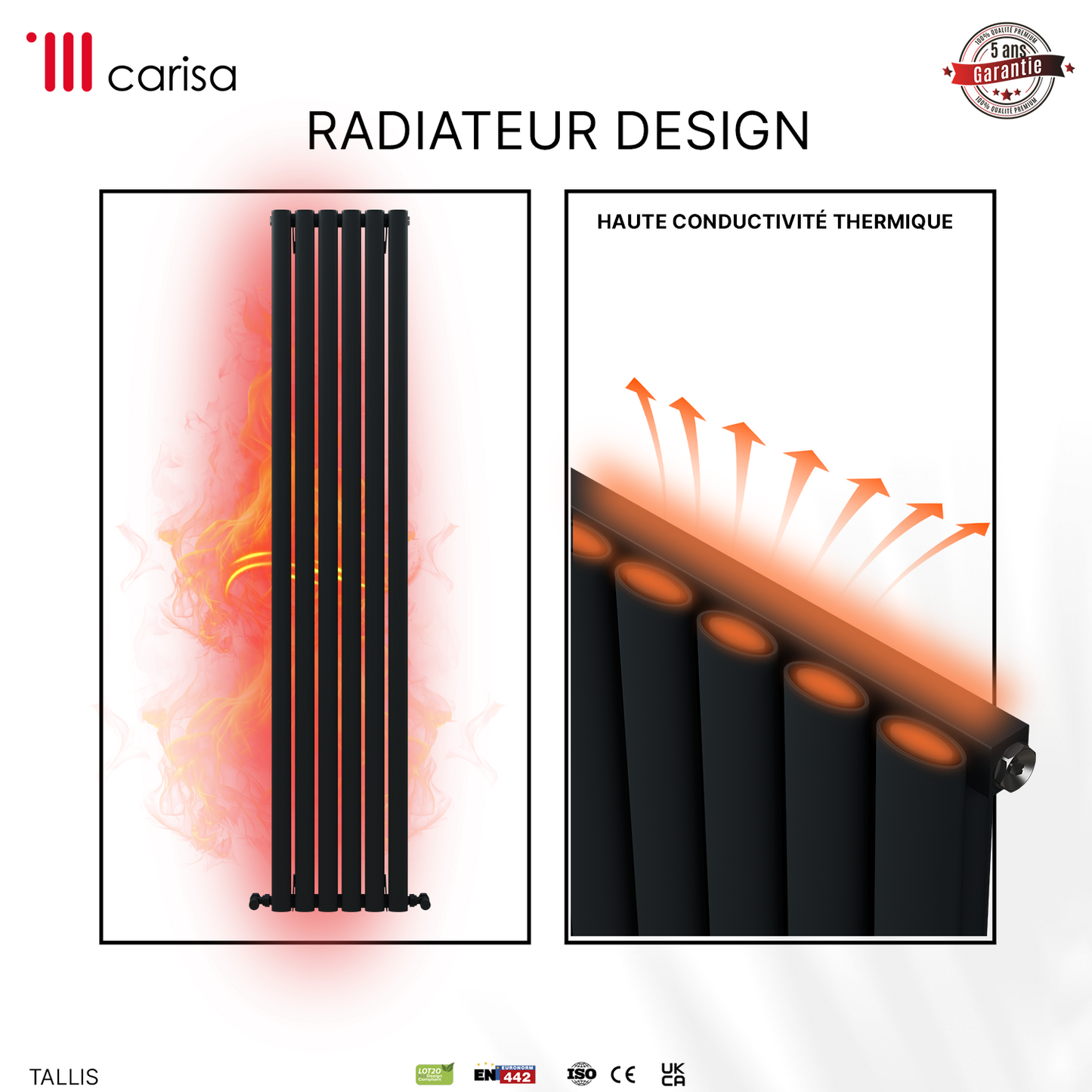 Carisa Tallis Radiateur en Aluminium Vertical Design Moderne Anthracite