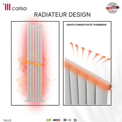 Carisa Tallis Radiateur en Aluminium Vertical Design Moderne Blanc