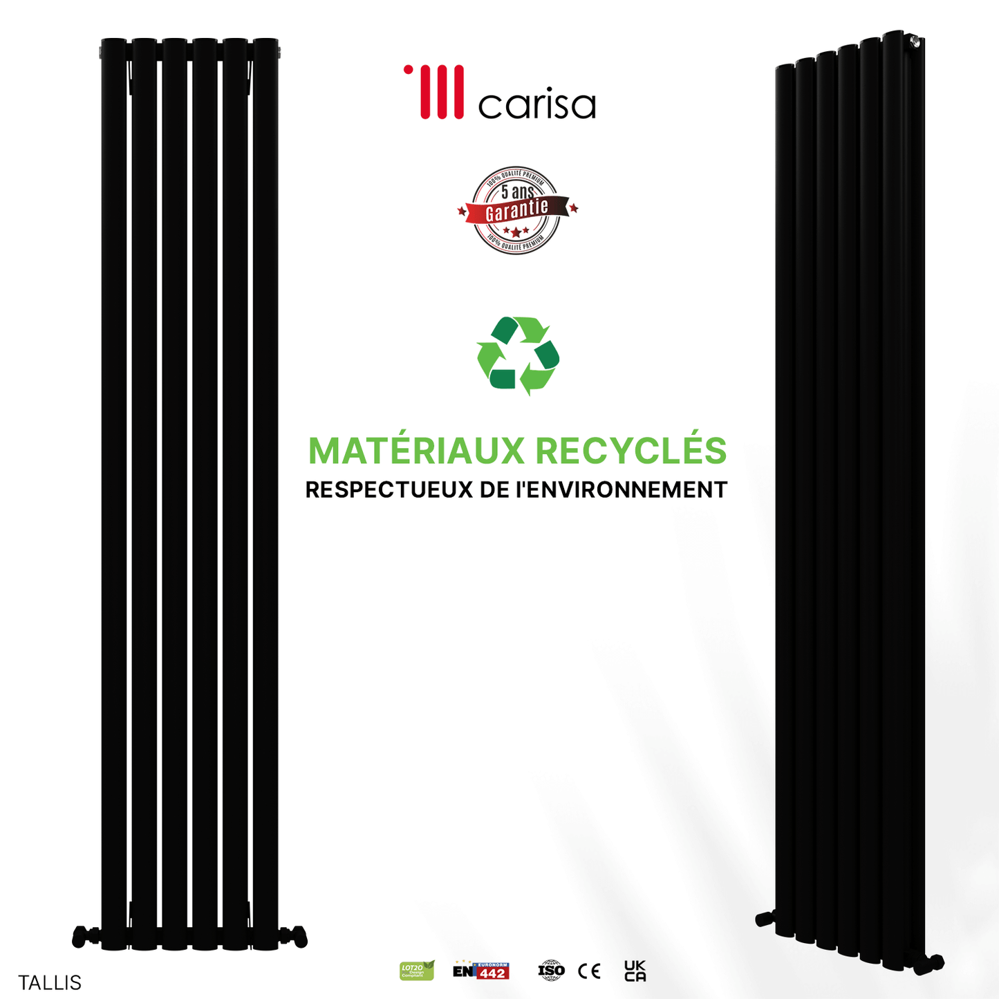 Carisa Tallis Radiateur en Aluminium Vertical Design Moderne Noir