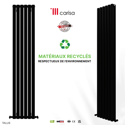 Carisa Tallis Radiateur en Aluminium Vertical Design Moderne Noir