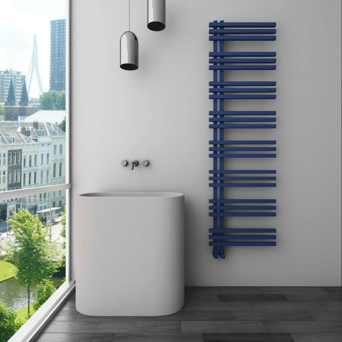 Carisa Terra Sèche-Serviettes en Aluminium Design Moderne Bleu Marine