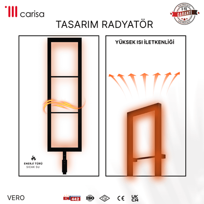 sèche-serviettes Carisa Vero électrique design en acier inoxydable noir mat, radiateur de salle de bain à haute conductivité thermique