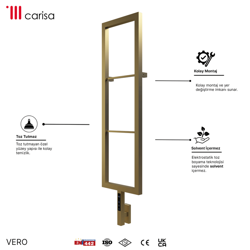 sèche-serviettes Carisa Vero électrique en inox, finition satinée polie, modèle VERO design mural