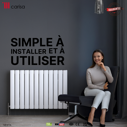 Carisa Vesta Radiateur en Aluminium Horizontal Design Moderne Blanc