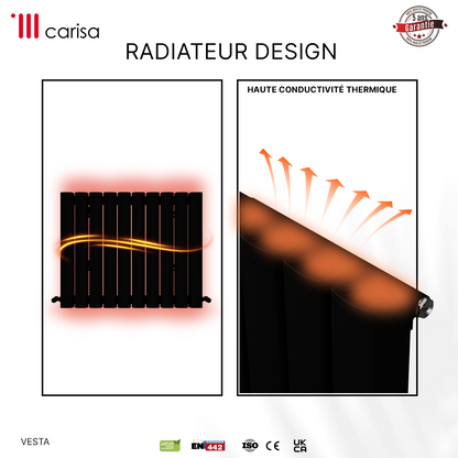 Carisa Vesta Radiateur en Aluminium Horizontal Design Moderne Noir