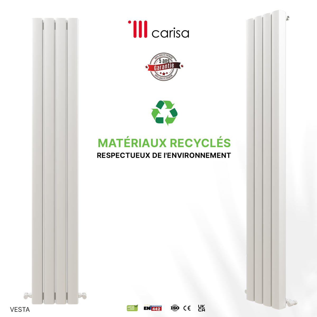Carisa Vesta Radiateur en Aluminium Vertical Design Moderne Blanc